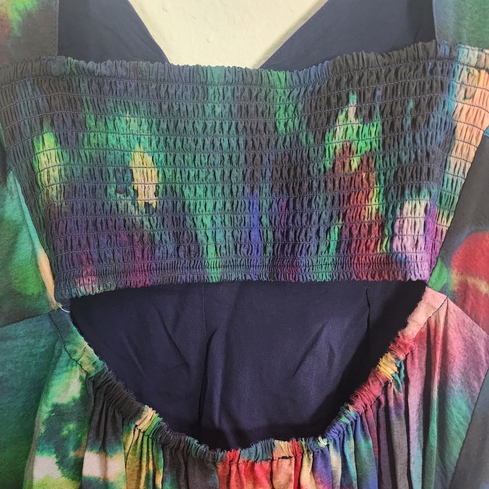 Anthropologie Printed V-Neck Pleated A-Line Watercolor Dress Size L - Picture 8 of 13